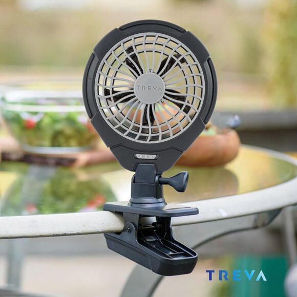 Treva 5" Battery Operated Clip Fan Adjustable Rotating Tilt & Swivel 2 Speed - Picture 1 of 8